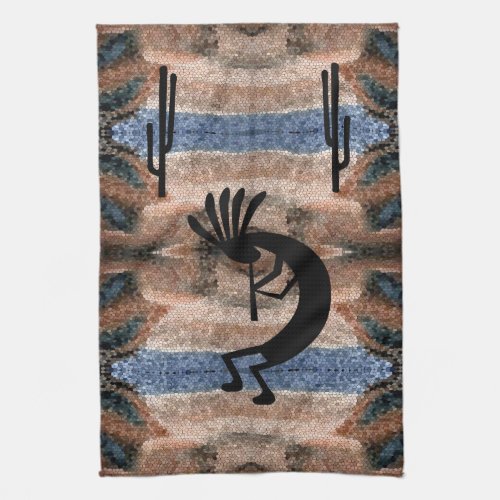 Kokopelli Southwest Desert Brown 2 Mosaic Kitchen Towel