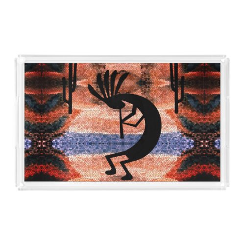 Kokopelli Southwest Desert Landscape  Acrylic Tray