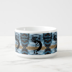 Kokopelli Southwest Desert Landscape Blue Bowl