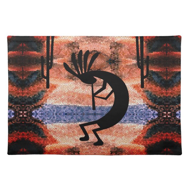 Kokopelli Southwest Desert Landscape Cloth Placemat (Front)