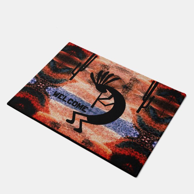 Kokopelli Southwest Desert Landscape Doormat (Angled)