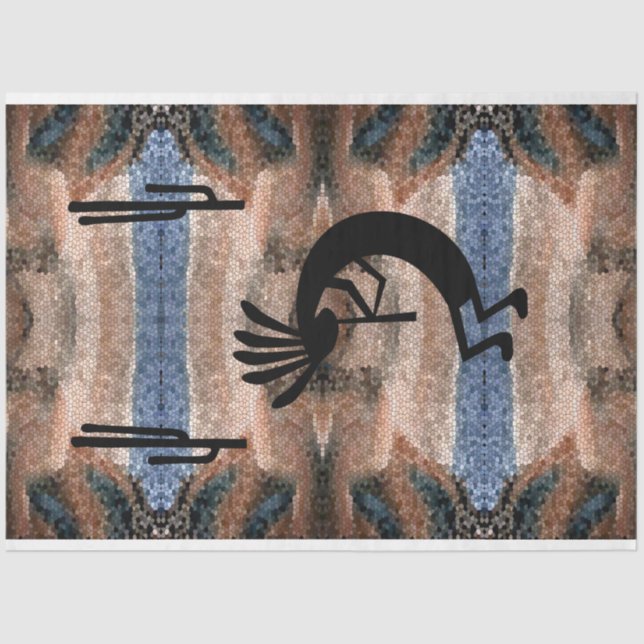 Kokopelli Southwest Desert Mosaic 2 Decoupage Tissue Paper (Front)