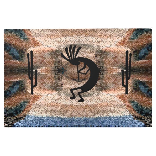 Kokopelli Southwest Desert Mosaic 36 x 24 Metal Print (Front)