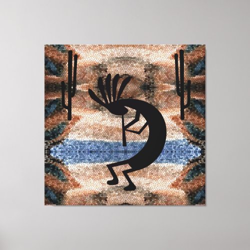 Kokopelli Southwest Desert Mosaic 40 x 40 Canvas Print