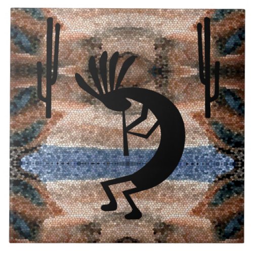 Kokopelli Southwest Desert Mosaic 6 Ceramic Tile