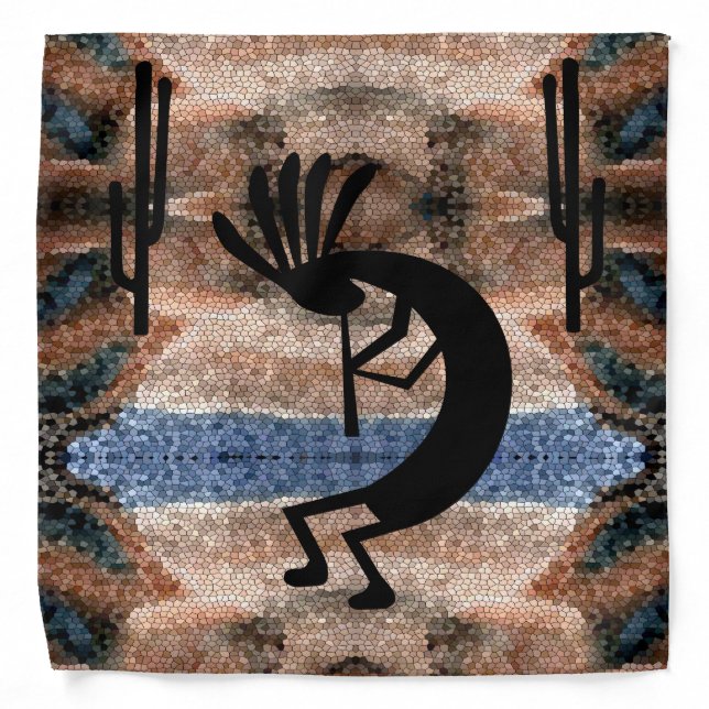 Kokopelli Southwest Desert Mosaic Bandana (Front)