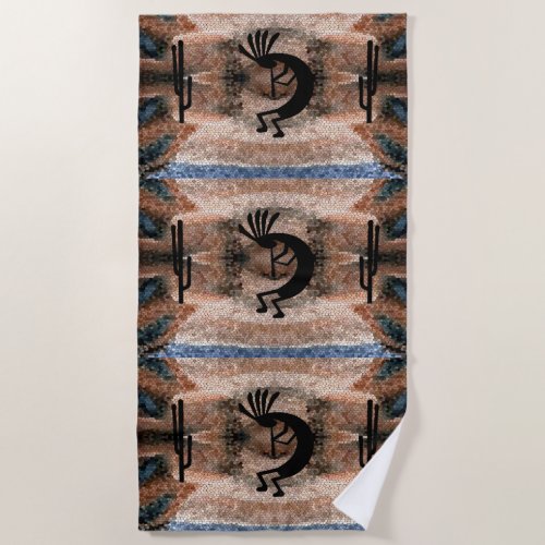 Kokopelli Southwest Desert Mosaic Beach Towel