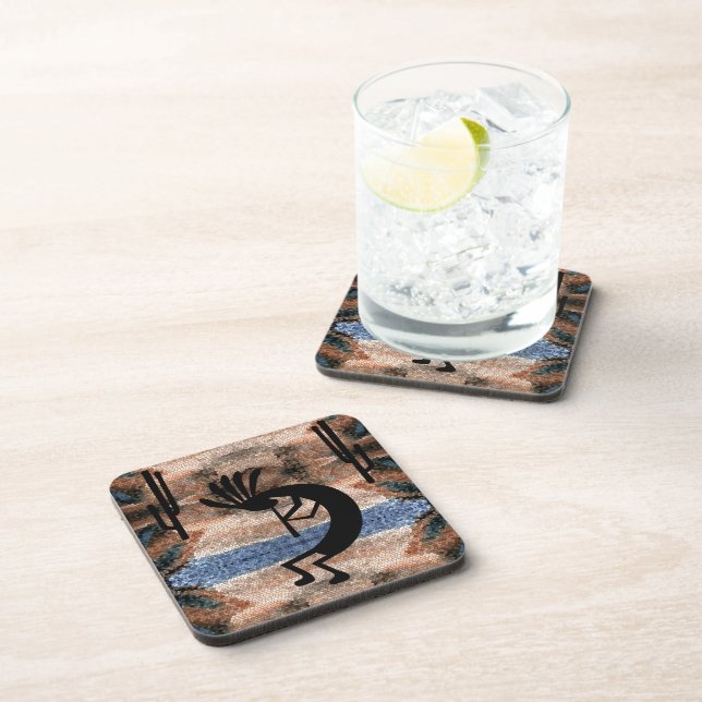Kokopelli Southwest Desert Mosaic Beverage Coaster (Right Side)