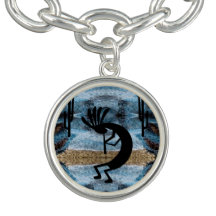 Kokopelli Southwest Desert Mosaic Blue