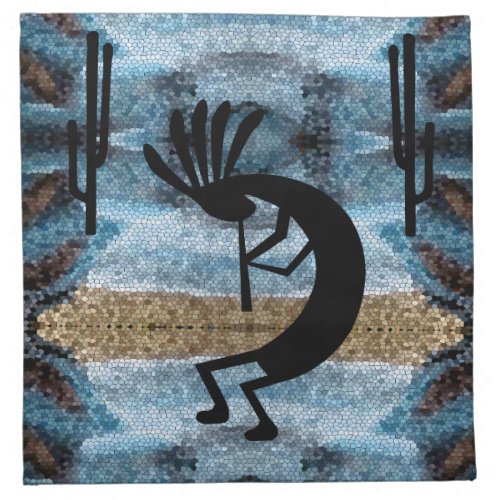 Kokopelli Southwest Desert Mosaic Blue C Cloth Napkin