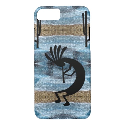 Kokopelli Southwest Desert Mosaic Blue iPhone 87 Case