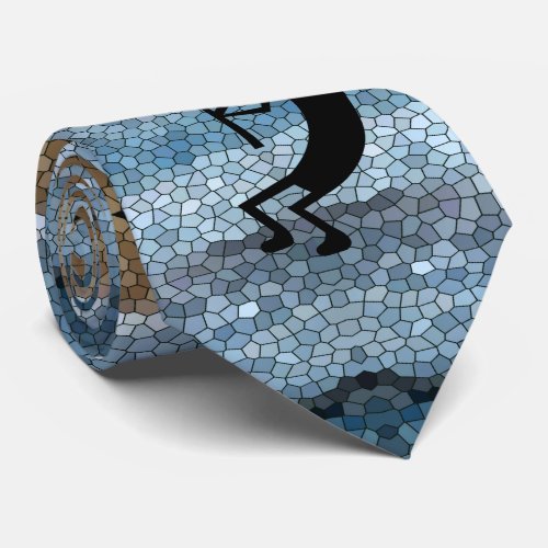 Kokopelli Southwest Desert Mosaic Blue Neck Tie