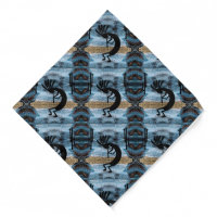 Kokopelli Southwest Desert Mosaic Blue Pattern