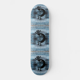 Kokopelli Southwest Desert Mosaic Blue Skateboard