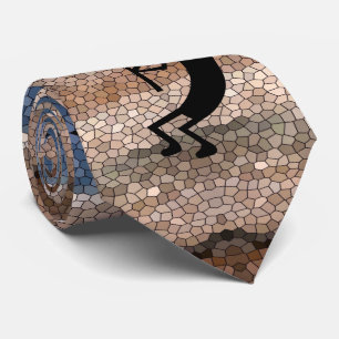 Kokopelli Southwest Desert Mosaic Brown Neck Tie