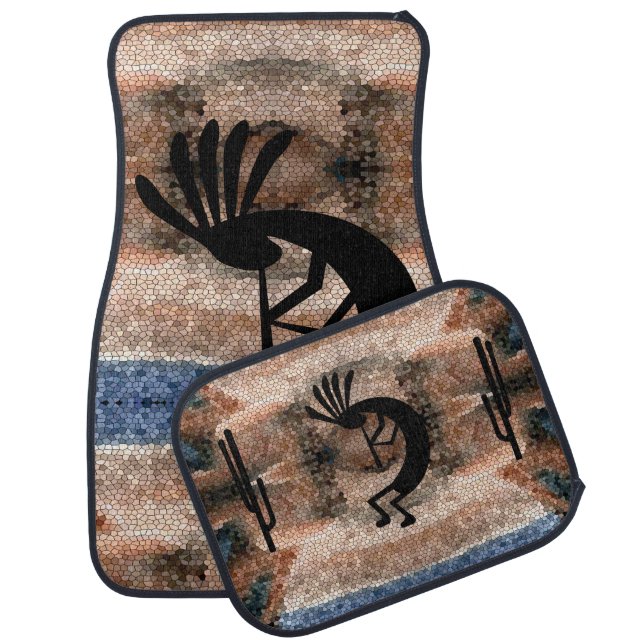 Kokopelli Southwest Desert Mosaic Car Floor Mat (Set)