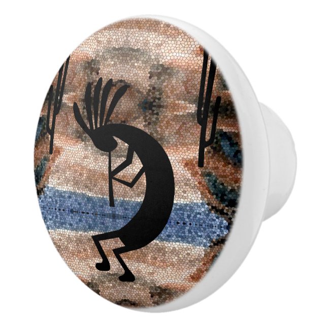 Kokopelli Southwest Desert Mosaic Ceramic Knob (Right)