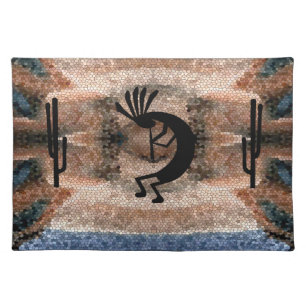 Kokopelli Southwest Desert Mosaic Cloth Placemat