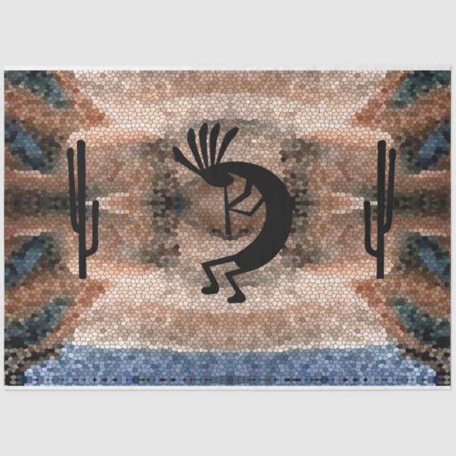 Kokopelli Southwest Desert Mosaic Decoupage Tissue Paper (Front)