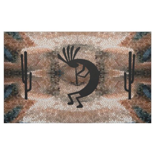 Kokopelli Southwest Desert Mosaic Earthtone DIY Fabric