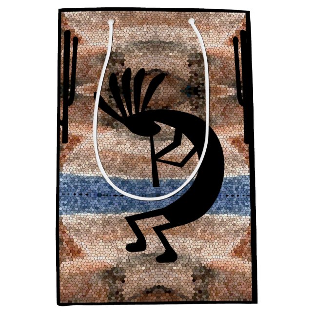 Kokopelli Southwest Desert Mosaic Medium Gift Bag (Front)