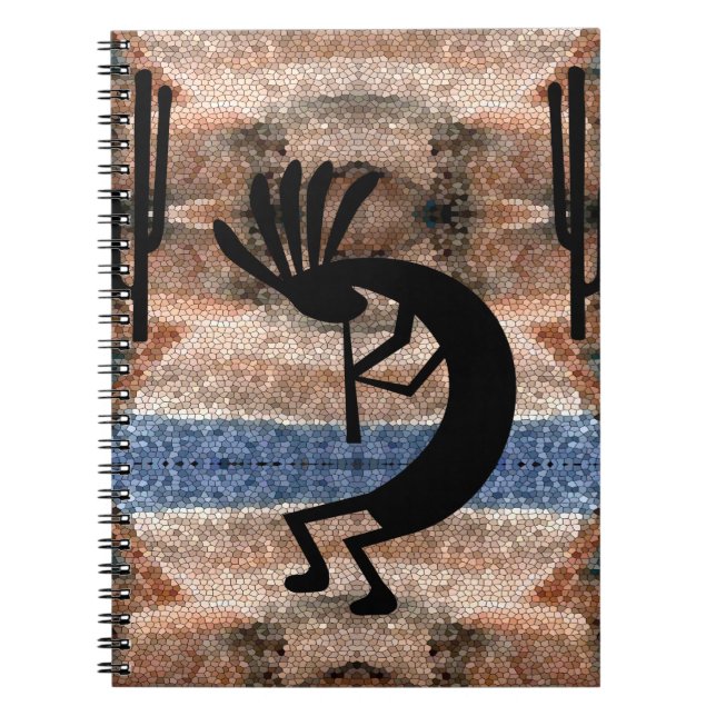 Kokopelli Southwest Desert Mosaic Notebook (Front)