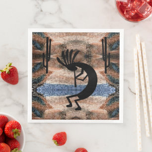 Kokopelli Southwest Desert Mosaic  Paper Dinner Napkins
