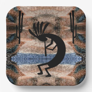 Kokopelli Southwest Desert Mosaic Paper Plates