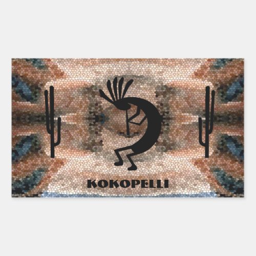 Kokopelli Southwest Desert Mosaic Rectangular Sticker