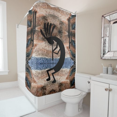 Kokopelli Southwest Desert Mosaic Shower Curtain