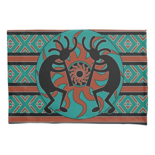 Kokopelli Southwest Design Turquoise Decorative Pillow Case