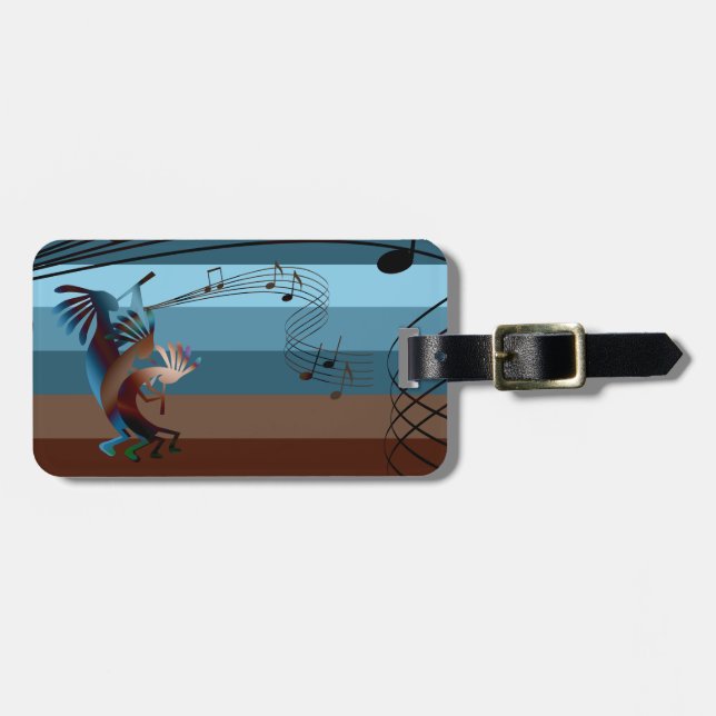 Kokopelli Southwest Music Luggage Tag (Front Horizontal)