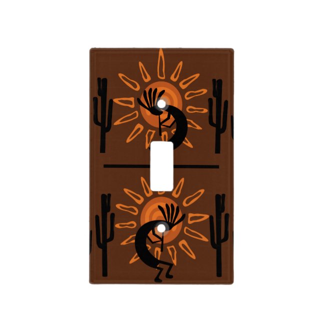 Kokopelli Southwest Rustic Brown Light Switch Cover (Front)