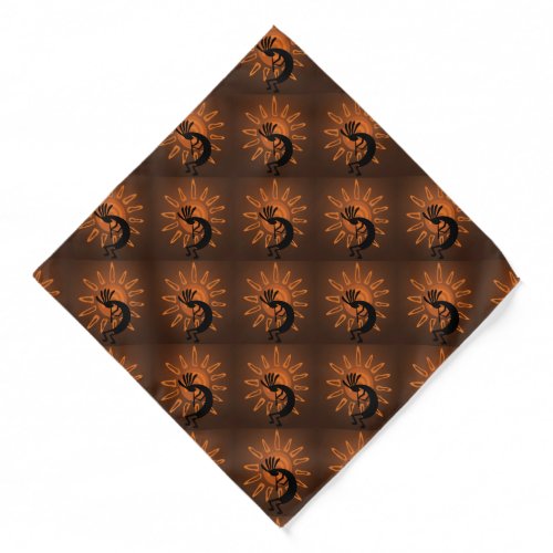 Kokopelli Southwest Rustic Brown Pattern  Bandana