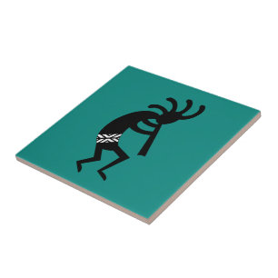Kokopelli Southwest Teal And Black Tile