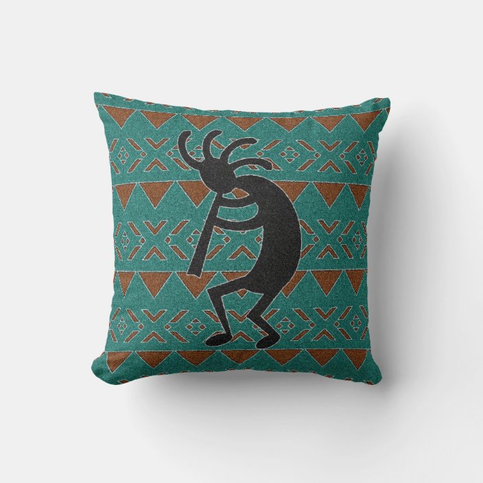 Kokopelli Southwest Turquoise Decorative Throw Pillow Zazzle