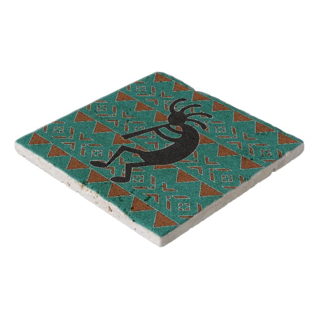 Kokopelli Southwest Turquoise Stone Trivet (Corner)