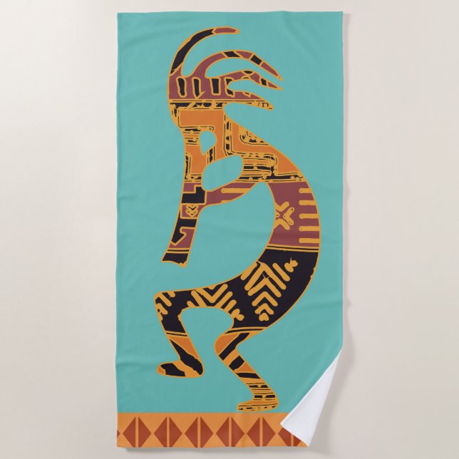 Kokopelli Southwestern Beach Towel (Front)