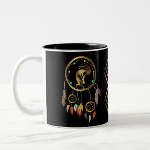 Kokopelli Southwestern Dreamcatcher  Two-Tone Coffee Mug
