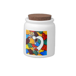Kokopelli Stained Glass Candy Jar