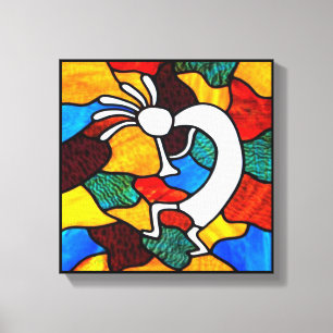 Kokopelli Stained Glass Canvas Print