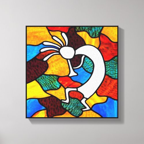 Kokopelli Stained Glass Canvas Print