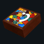 Kokopelli Stained Glass Jewelry Box<br><div class="desc">Large golden oak gift box with a stained glass image of the deity Kokopelli. Kokopelli is a fertility deity, usually depicted as a humpbacked flute player (often with feathers or antenna-like protrusions on his head), who has been venerated by some Native American cultures in the Southwestern United States. Like most...</div>