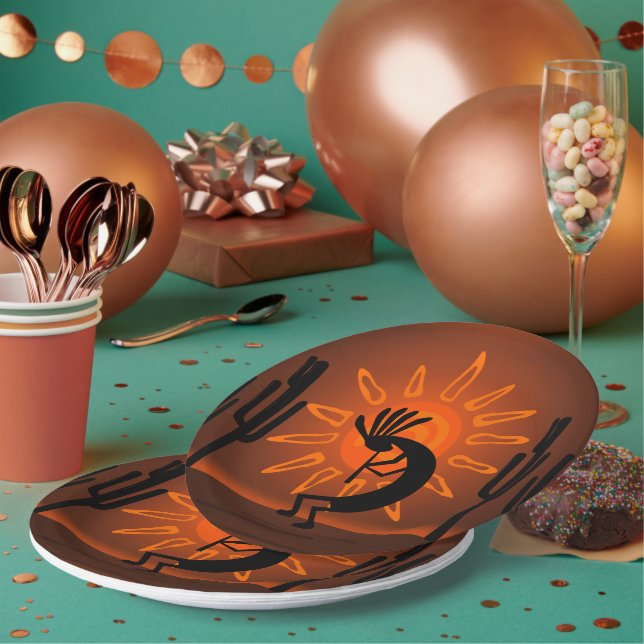 Kokopelli Sun Bronzed Sunset 9" Paper Plates (Multi)