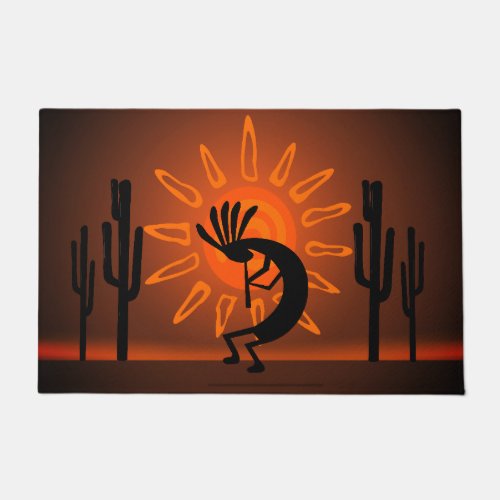 Kokopelli Sun Bronzed Sunset Desert  Doormat