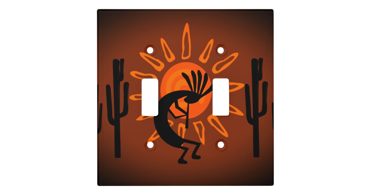 Kokopelli Sun Bronzed Sunset Double Light Switch Cover Zazzle