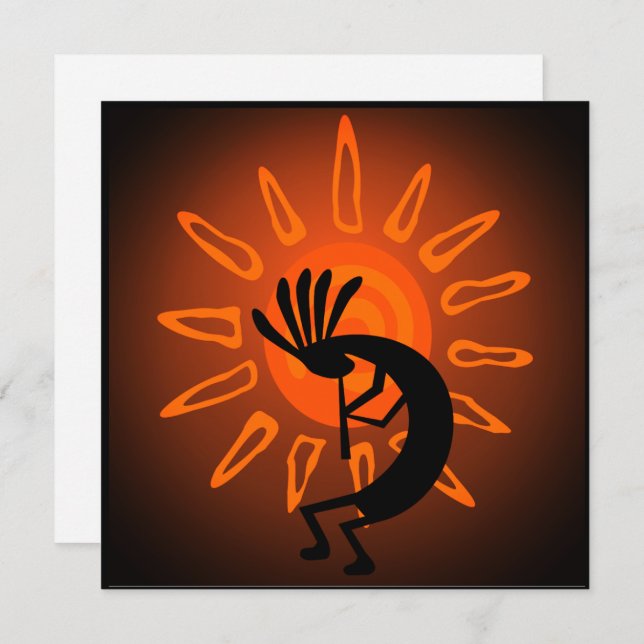 Kokopelli Sun Bronzed Sunset Flat Card (Front/Back)