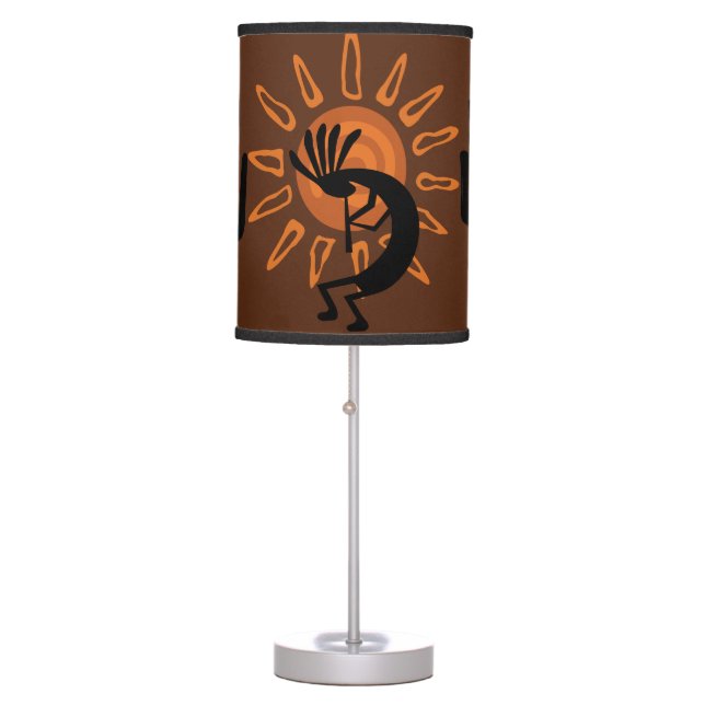 Kokopelli Sun Rustic Brown Lamp (Front)
