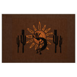 Kokopelli Sun Southwest Desert Rustic Brown Fabric
