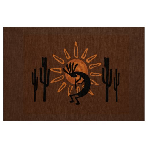 Kokopelli Sun Southwest Desert Rustic Brown Fabric